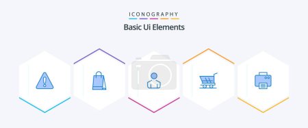 Illustration for Basic Ui Elements 25 Blue icon pack including printed. printer. male. buy. trolley - Royalty Free Image