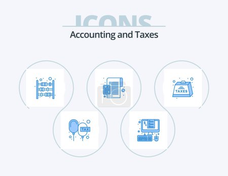 Ilustración de Taxes Blue Icon Pack 5 Icon Design. calculate. payment. percent. money. duty - Imagen libre de derechos