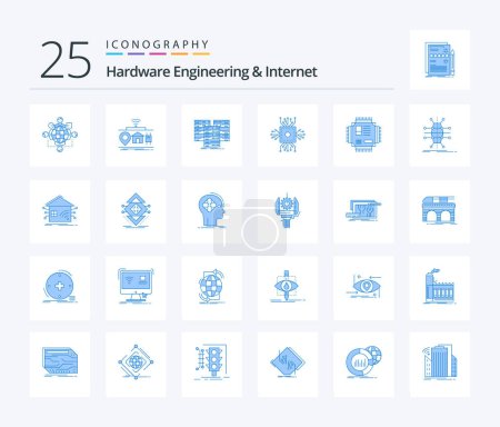 Ilustración de Hardware Engineering And Internet 25 Blue Color icon pack including microchip. chip. of. server. data - Imagen libre de derechos