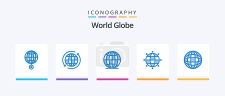 Ilustración de Globo azul 5 paquete de iconos incluyendo. mundo. Viajar. internet. mundo. Diseño de iconos creativos - Imagen libre de derechos