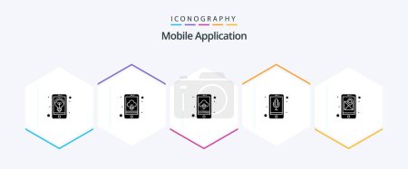 Ilustración de Mobile Application 25 Glyph icon pack including gps. app. phone recorder. audio recognition - Imagen libre de derechos