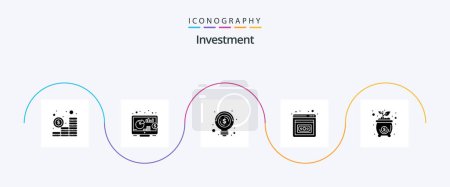 Téléchargez les illustrations : Investment Glyph 5 Icon Pack Including money. cost. business. bag. entrepreneurship - en licence libre de droit