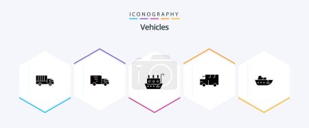 Illustration for Vehicles 25 Glyph icon pack including . yacht. bus. vessel. boat - Royalty Free Image