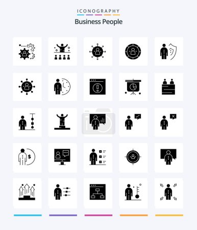 Téléchargez les illustrations : Creative Business People 25 Glyph Solid Black icon pack  Such As efficiency. chart. motivation. opportunity. employee - en licence libre de droit