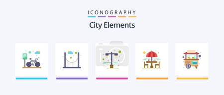 Illustration for City Elements Flat 5 Icon Pack Including street. food. light. sitting table. drinking. Creative Icons Design - Royalty Free Image