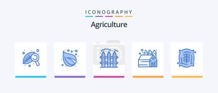 Téléchargez les illustrations : Agriculture Blue 5 Icon Pack Including corn. agriculture. farm. storehouse. agriculture. Creative Icons Design - en licence libre de droit