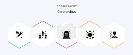 Illustration for Coronavirus 25 Glyph icon pack including doctor. corona. count. epidemic. antigen - Royalty Free Image