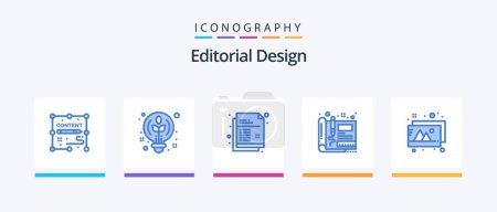 Ilustración de Editorial Design Blue 5 Icon Pack Including design. sketch. creative. engineering. blueprint. Creative Icons Design - Imagen libre de derechos