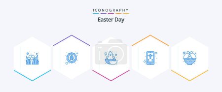 Illustration for Easter 25 Blue icon pack including cart. cross. baby. christian. mobile - Royalty Free Image