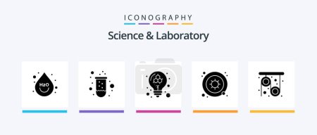 Illustration for Science Glyph 5 Icon Pack Including pulley. science. bulb. virus. bacteria. Creative Icons Design - Royalty Free Image