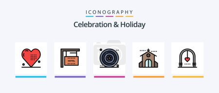 Illustration for Celebration and Holiday Line Filled 5 Icon Pack Including holiday. christmas. shopping. celebration. necklace. Creative Icons Design - Royalty Free Image