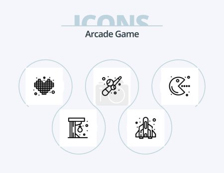 Téléchargez les illustrations : Arcade Line Icon Pack 5 Icon Design. gift. games. arcade. dices. recreation - en licence libre de droit