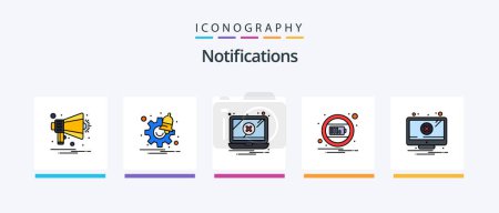 Illustration for Notifications Line Filled 5 Icon Pack Including hourglass. train. battery. notification. alarm. Creative Icons Design - Royalty Free Image