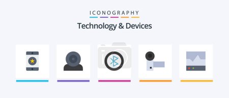 Illustration for Devices Flat 5 Icon Pack Including electronics. camcorder. hardware. sharing. devices. Creative Icons Design - Royalty Free Image