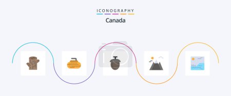 Téléchargez les illustrations : Canada Flat 5 Icon Pack Including . canada. nuts. picture. sun - en licence libre de droit