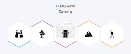 Illustration for Camping 25 Glyph icon pack including nature. location. camping. gps. app - Royalty Free Image