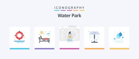 Ilustración de Water Park Flat 5 Icon Pack Including . water. park. drops. water. Creative Icons Design - Imagen libre de derechos