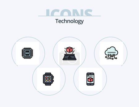Ilustración de Technology Line Filled Icon Pack 5 Icon Design. . technology. computer. cell. google - Imagen libre de derechos