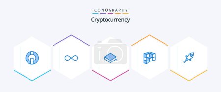 Téléchargez les illustrations : Cryptocurrency 25 Blue icon pack including lumens. crypto. currency. coin. lbry credits - en licence libre de droit