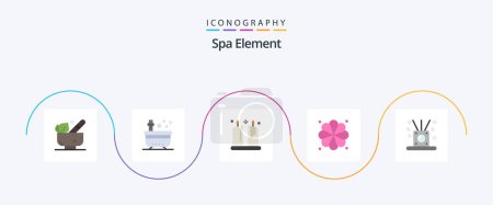 Ilustración de Spa Element Flat 5 Icon Pack Including relaxing. element. yoga. spa. ornamental - Imagen libre de derechos