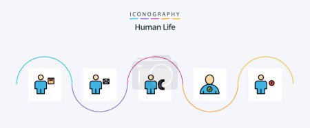 Téléchargez les illustrations : Human Line Filled Flat 5 Icon Pack Including user. check. human. info. call - en licence libre de droit