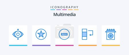 Illustration for Multimedia Blue 5 Icon Pack Including . install. multimedia. cd. data. Creative Icons Design - Royalty Free Image