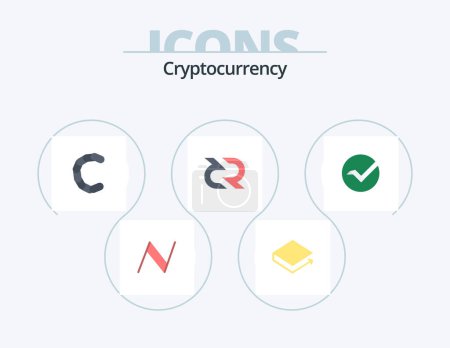 Téléchargez les illustrations : Cryptocurrency Flat Icon Pack 5 Icon Design. vertcoin. cryptocurrency. chain coin. coin. decreed - en licence libre de droit