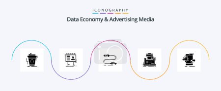 Ilustración de Data Economy And Advertising Media Glyph 5 Icon Pack Including organization. business. poster. wire. interaction - Imagen libre de derechos