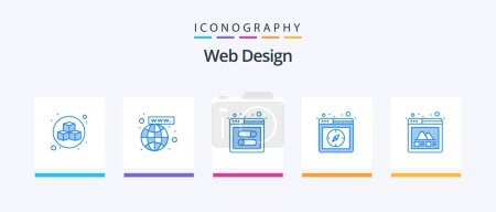 Ilustración de Web Design Blue 5 Icon Pack Including web. gallery. web. web. page. Creative Icons Design - Imagen libre de derechos