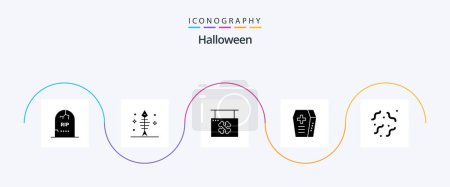 Ilustración de Halloween Glyph 5 Icon Pack Including halloween. halloween. seafood. coffin. shop - Imagen libre de derechos