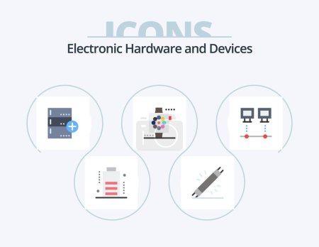 Téléchargez les illustrations : Devices Flat Icon Pack 5 Icon Design. computers. smart. add. devices. database - en licence libre de droit