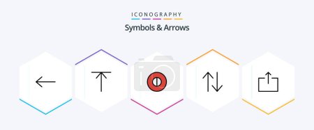 Illustration for Symbols and Arrows 25 FilledLine icon pack including . arrow. . output - Royalty Free Image