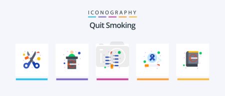 Illustration for Quit Smoking Flat 5 Icon Pack Including smoking. habit. smoking. cancer. quit. Creative Icons Design - Royalty Free Image