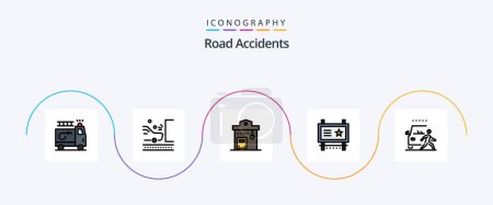 Ilustración de Road Accidents Line Filled Flat 5 Icon Pack Including promotion. advertising. traffic. ad board. station - Imagen libre de derechos