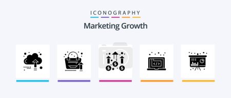 Illustration for Marketing Growth Glyph 5 Icon Pack Including marketing. code. growth. application. marketing. Creative Icons Design - Royalty Free Image