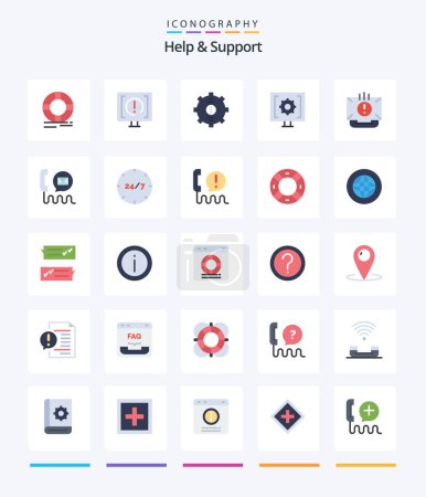Ilustración de Creative Help And Support 25 Flat icon pack  Such As customer. all day. service. mail. email - Imagen libre de derechos
