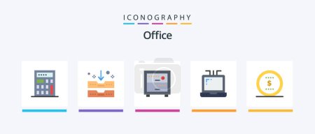 Illustration for Office Flat 5 Icon Pack Including . laptop. dollar. Creative Icons Design - Royalty Free Image