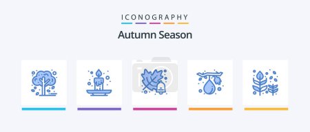 Ilustración de Autumn Blue 5 Icon Pack Including fall. autumn. autumn. healthy. food. Creative Icons Design - Imagen libre de derechos