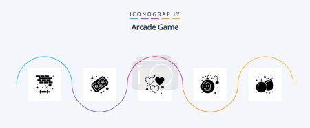 Téléchargez les illustrations : Arcade Glyph 5 Icon Pack Including fun. play. heart. game. bomb - en licence libre de droit