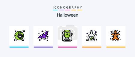 Illustration for Halloween Line Filled 5 Icon Pack Including flag. owl. evil. halloween. wolf. Creative Icons Design - Royalty Free Image