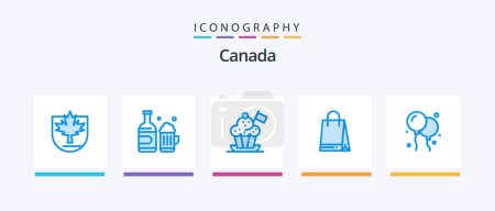 Téléchargez les photos : Canada Blue 5 Icon Pack Including fly. canada. chef. shopping. flag. Creative Icons Design - en image libre de droit