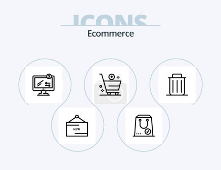Illustration for Ecommerce Line Icon Pack 5 Icon Design. increase. add. international. warehouse. storage - Royalty Free Image