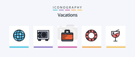 Ilustración de Vacations Line Filled 5 Icon Pack Including . thermometer . locker. temperature . suitcase. Creative Icons Design - Imagen libre de derechos