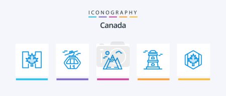 Illustration for Canada Blue 5 Icon Pack Including canada. flag. scandinavia. watchtower. observatory. Creative Icons Design - Royalty Free Image