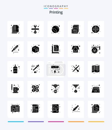 Illustration for Creative Printing 25 Glyph Solid Black icon pack  Such As print. newspaper. scale. news. printing - Royalty Free Image