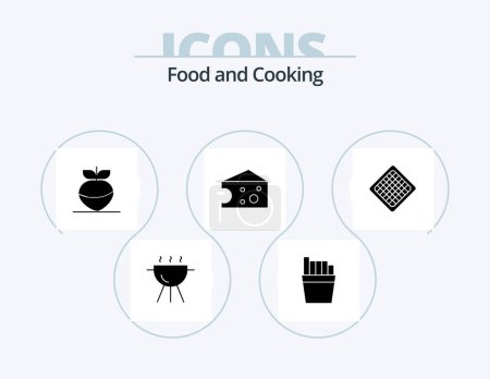 Téléchargez les illustrations : Food Glyph Icon Pack 5 Icon Design. . . breakfast. waffle. food - en licence libre de droit