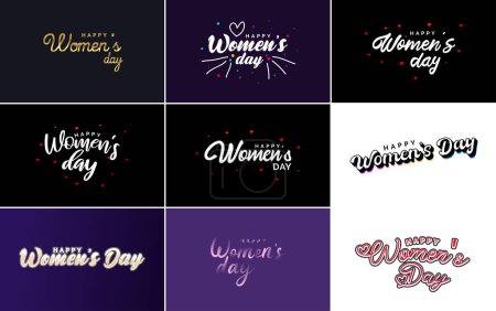 Illustration for Pink Happy Women's Day typographical design elements set for greeting cards - Royalty Free Image