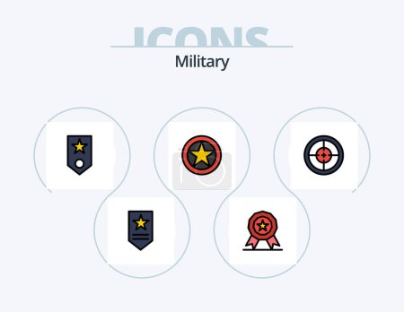 Illustration for Military Line Filled Icon Pack 5 Icon Design. one. circled. rank. timer. bomb - Royalty Free Image