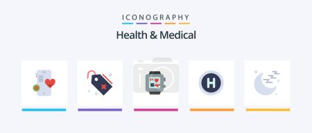 Ilustración de Health And Medical Flat 5 Icon Pack Including . moon. medical. medical. hospital. Creative Icons Design - Imagen libre de derechos