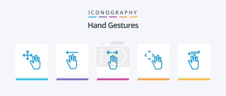 Téléchargez les illustrations : Hand Gestures Blue 5 Icon Pack Including hand. up. four. hand cursor. right. Creative Icons Design - en licence libre de droit